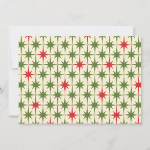 Retro 50s kerst Star Pattern Red Green Cream Kaart