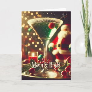 Retro 50s Kerstman Christmas Groene Martini Kaart
