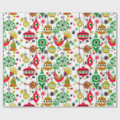 Retro 50s kerstsierdesign cadeaupapier (Vlak)