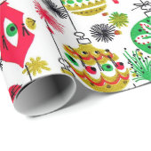Retro 50s kerstsierdesign cadeaupapier (Rol Hoek)