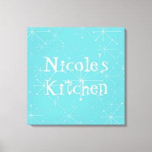 Retro 50s Keuken Eigen Wanddecor Keukenkamer Canvas Afdruk