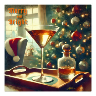 Retro 50s Manhattan Martini voor de Kerstman Foto Afdruk
