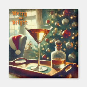 Retro 50s Manhattan Martini voor de Kerstman Magneet