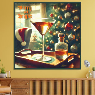 Retro 50s Manhattan Martini Voor Sinterklaas Canvas Afdruk