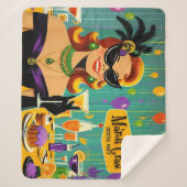 Retro 50s Mardi Gras Cocktail Party Sherpa Deken (Voorkant)