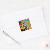 Retro 50s Mardi Gras Cocktail Party Vierkante Sticker (Envelop)