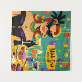 Retro 50s Mardi Gras Cocktail Party Wandkleed (Voorkant (horizontaal))