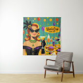 Retro 50s Mardi Gras Cocktail Party Wandkleed (In situ)