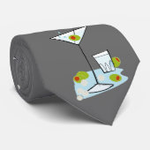 Retro 50s Martini Glass Party Time (DK. Grijs) Stropdas (Opgerold)