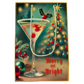 Retro 50s Merry Bright Christmas Cocktail Martini Medium Cadeauzakje (Achterkant)