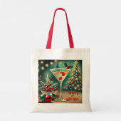 Retro 50s Merry Bright Christmas Cocktail Martini Tote Bag (Achterkant)