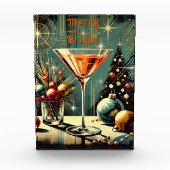 Retro 50s Merry & Bright Christmas Martini Fotoblokken (Voorkant)