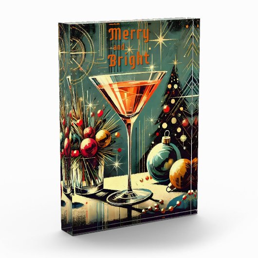 Retro 50s Merry & Bright Christmas Martini Fotoblokken (Links)