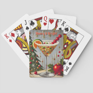 Retro 50s Merry Bright Kerstmis Snoep Cocktail Pokerkaarten