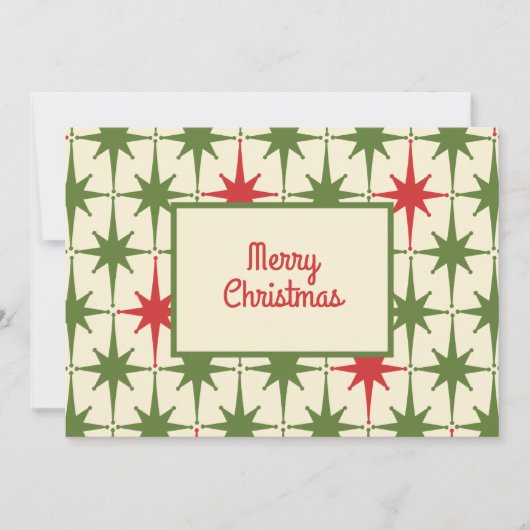 Retro  50s Merry kerstStar Pattern Kaart (Voorkant)