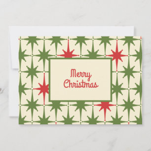 Retro 50s Merry kerstStar Pattern Kaart