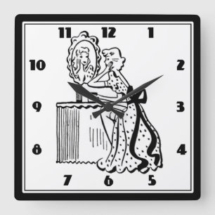 Retro 50s Mid-Century Modern Dames Boudoir Vierkante Klok