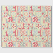 Retro 50s Mid-Century Moderne Roze Geometrische Cadeaupapier (Vlak)