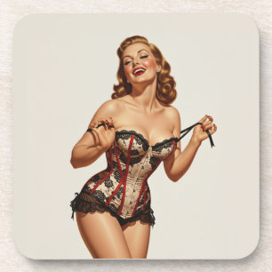 Retro 50's Pin-up Beauty Bier Onderzetter