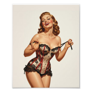 Retro 50's Pin-up Beauty Foto Afdruk