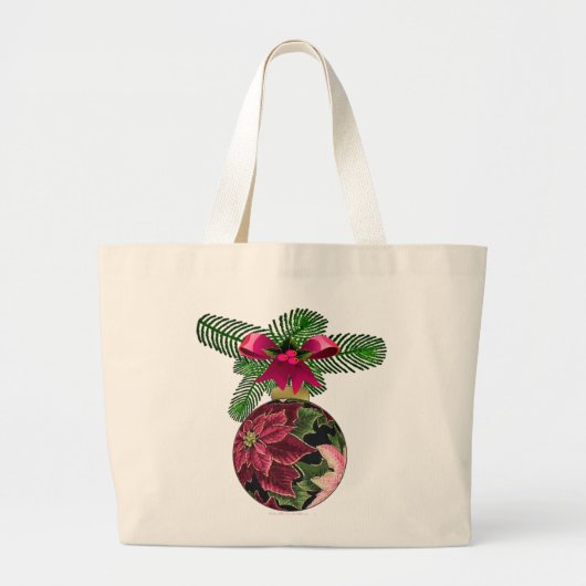 Retro 50s Poinsettia Burgundy Ornament Grote Tote Bag (Voorkant)