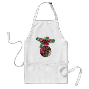 Retro 50s Poinsettia Burgundy Ornament Standaard Schort