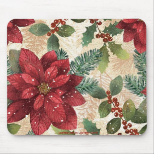 Retro 50s Poinsettia Red Green Cream Muismat