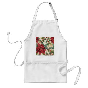 Retro 50s Poinsettia Red Green Cream Standaard Schort