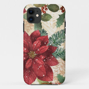 Retro 50s Poinsettia Rood Groen Crème iPhone 11 Hoesje