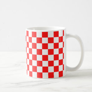 Retro 50's Rood en Wit Gecontroleerde Klassieke Mo Koffiemok