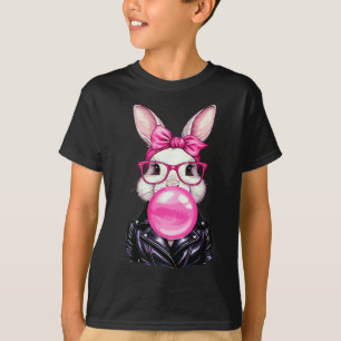 Retro 50's Schattig Paas Konijn Blaast Bubble Gum T-shirt