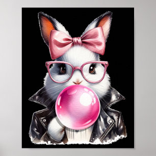 Retro 50's Schattigee Paashaas Blowing Bubble Gum Poster