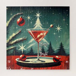 Retro 50s Sneeuwjacht Kerstboom Martini Legpuzzel