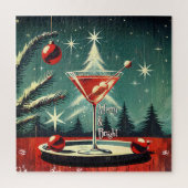 Retro 50s Snow Flurry Christmas Tree Martini Legpuzzel (Verticaal)