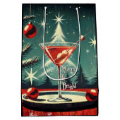 Retro 50s Snow Flurry Christmas Tree Martini Medium Cadeauzakje (Achterkant)