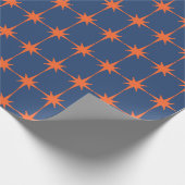 Retro 50s Starburst Pattern Oranje and Blue Cadeaupapier (Hoek)