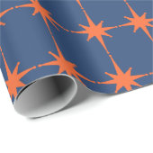 Retro 50s Starburst Pattern Oranje and Blue Cadeaupapier (Rol Hoek)