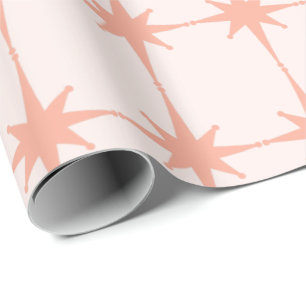 Retro 50s Starbursts in Millenniumroze Cadeaupapier