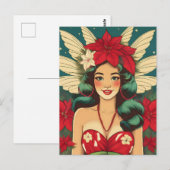 Retro 50s Tropical Christmas Pin-Up Girl Briefkaart (Voorkant / Achterkant)