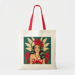 Retro 50s Tropical Christmas Pin-Up Girl Tote Bag