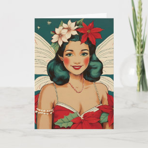 Retro 50s Tropical Christmas Pin-Up Starlet Kaart