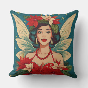 Retro 50s Tropische Kerstmis Pin-Up Beauty Queen Kussen