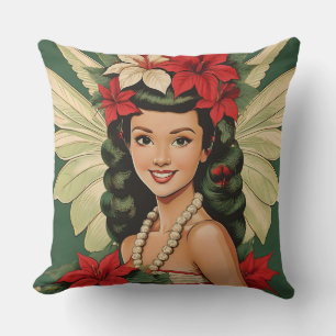 Retro 50s Tropische Kerstprinses Kussen