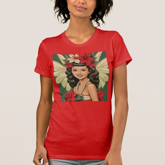 Retro 50s Tropische Kerstprinses T-shirt (Voorkant)