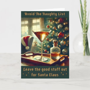 Retro 50s Vermijd De Stoute Lijst Kerst Martini Kaart