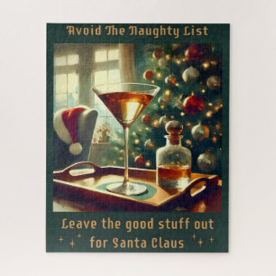 Retro 50s Vermijd De Stoute Lijst Kerst Martini Legpuzzel