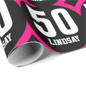 Retro 50th Birthday Custom Name D02A Cadeaupapier (Rol Hoek)