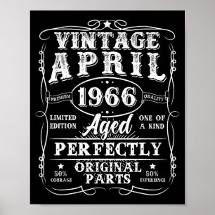 Retro 60 jaar oud april 1966 vintage 60ste verjaar poster
