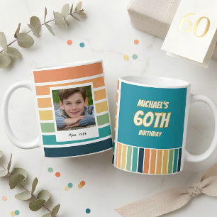Retro 60e verjaardag voor hem foto koffiemok