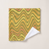 Retro 60s 70s Abstracte Lines Pattern Green Yellow Bad Handdoek (Wasdoekje)